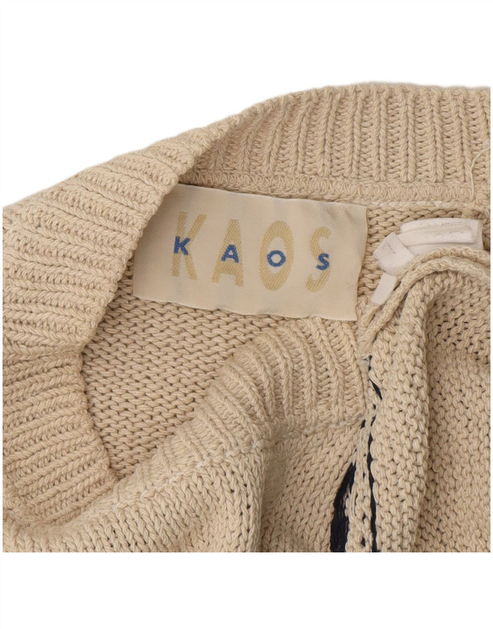 Męski sweter z okrągłym dekoltem KAOS, duży, biały Fair Isle