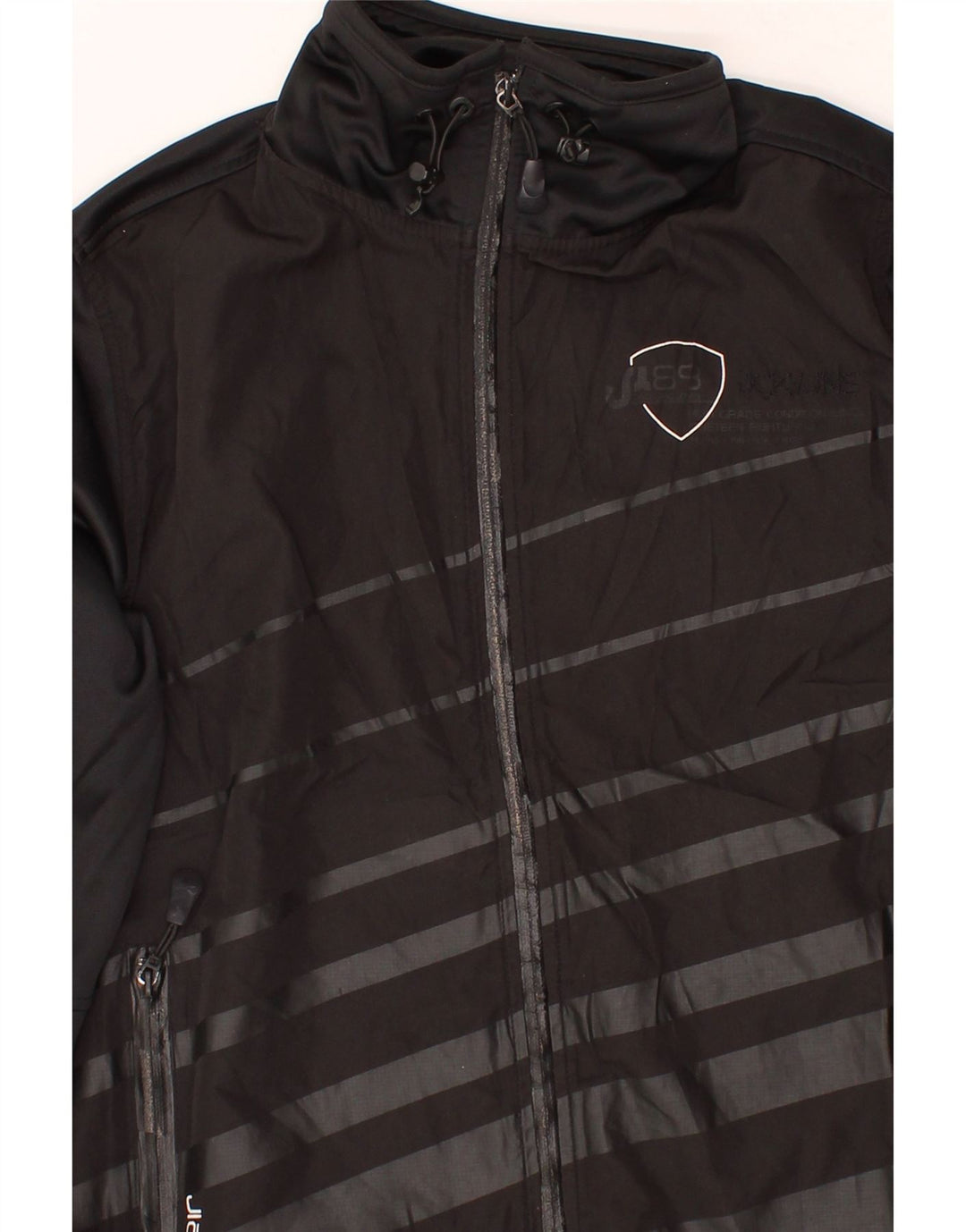 JACK & JONES Mens Tracksuit Top Jacket Small Black Striped Polyester Vintage Jack & Jones and Second-Hand Jack & Jones from Messina Hembry 