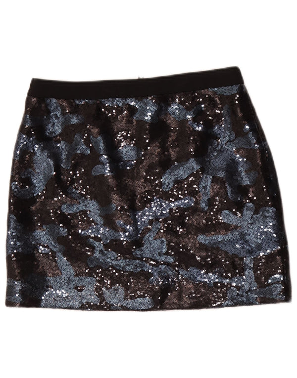 Damska spódniczka mini Ted Baker Rozmiar 1 XS W28 Czarna wiskoza kamuflażowa