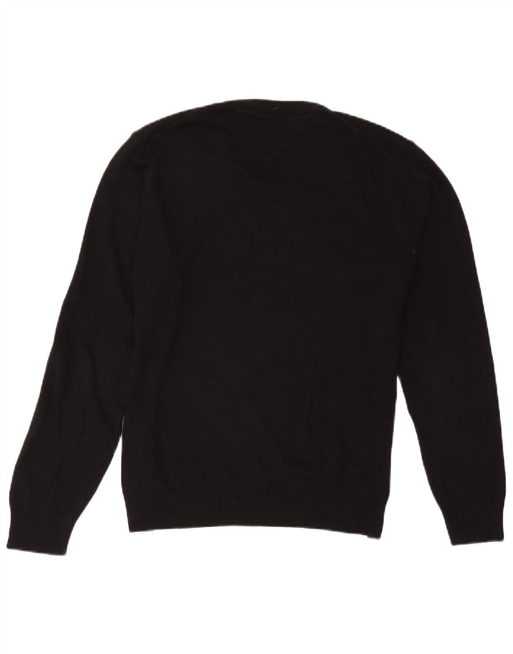 Męski sweter Tommy Hilfiger z dekoltem w kształcie litery V, średniej wielkości, czarny, bawełniany