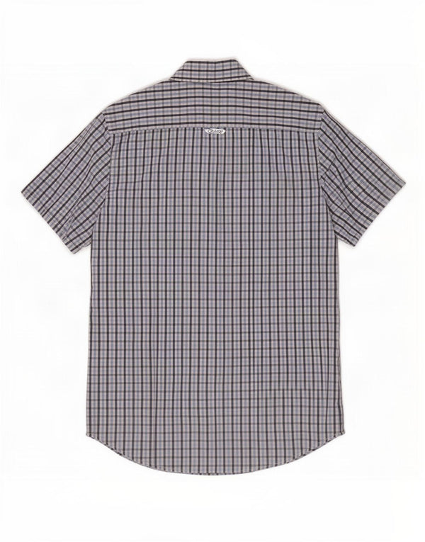 Crew Clothing Męska koszula z krótkim rękawem, średnia niebieska bawełniana kratka