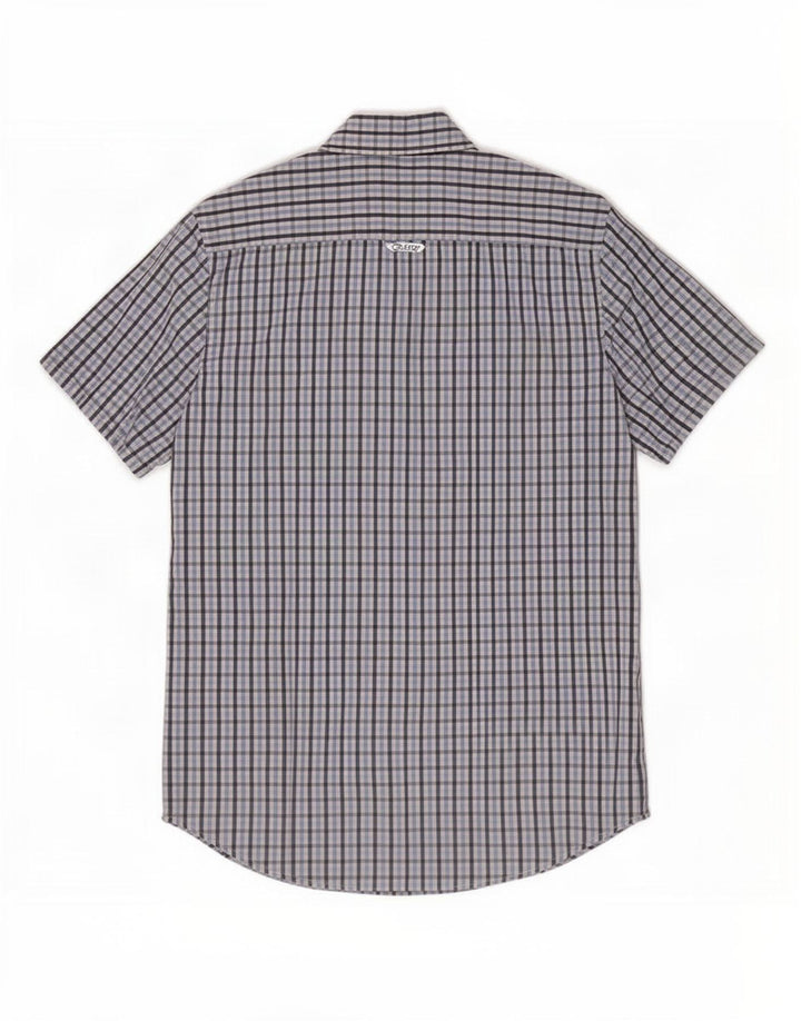 Crew Clothing Męska koszula z krótkim rękawem, średnia niebieska bawełniana kratka