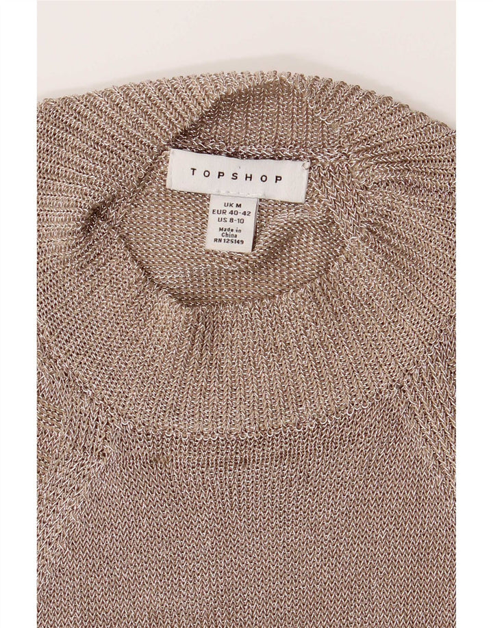Topshop damski top wiązany na szyi UK 12 średni srebrny