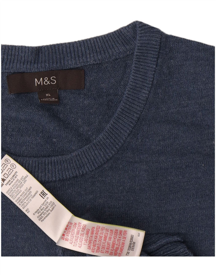 Marks & Spencer Męski sweter z okrągłym dekoltem XL, granatowy, akrylowy