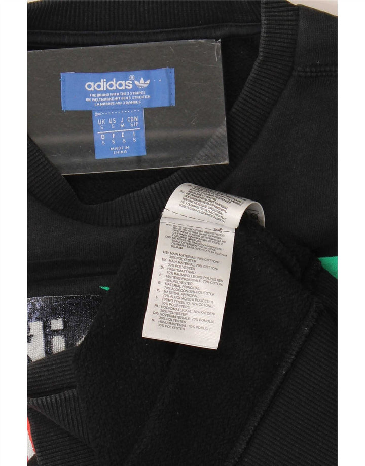 Adidas Męska bluza z grafiką, mała, czarna, bawełniana