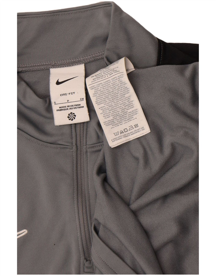 Męska koszulka Nike Dri Fit z zamkiem błyskawicznym i długim rękawem, mały szary poliester w blokach kolorów