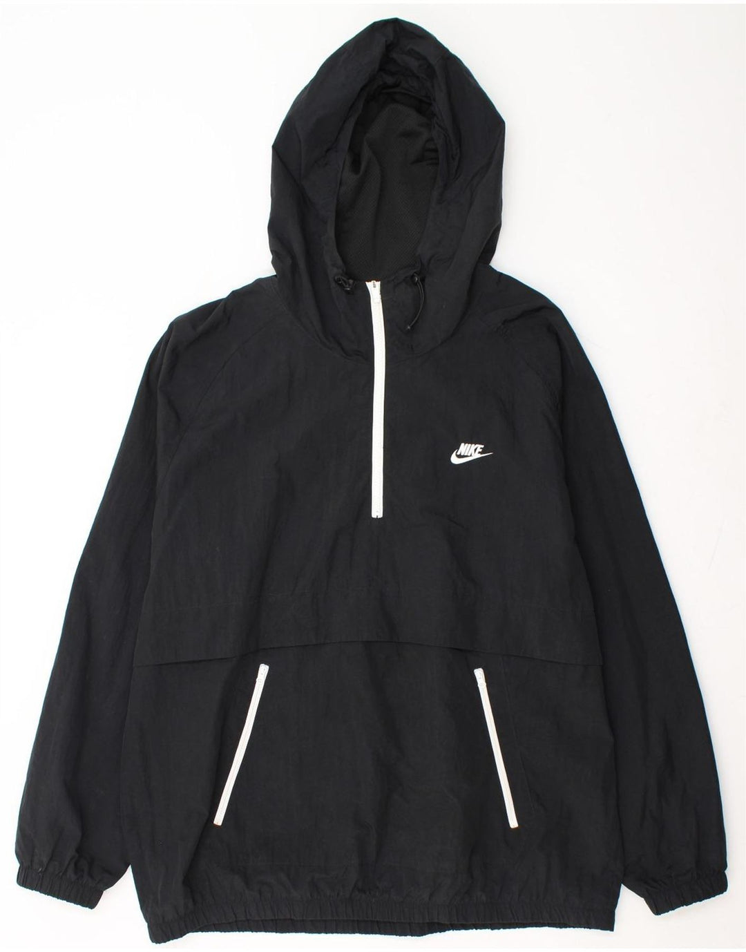 Męska kurtka przeciwdeszczowa z kapturem NIKE UK 42 XL, czarny nylon