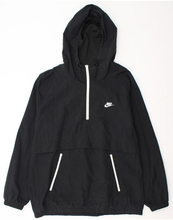 Męska kurtka przeciwdeszczowa z kapturem NIKE UK 42 XL, czarny nylon