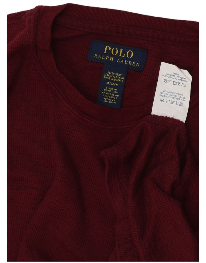 Koszulka POLO RALPH LAUREN Męska koszulka z długim rękawem, średnio bordowa, bawełniana