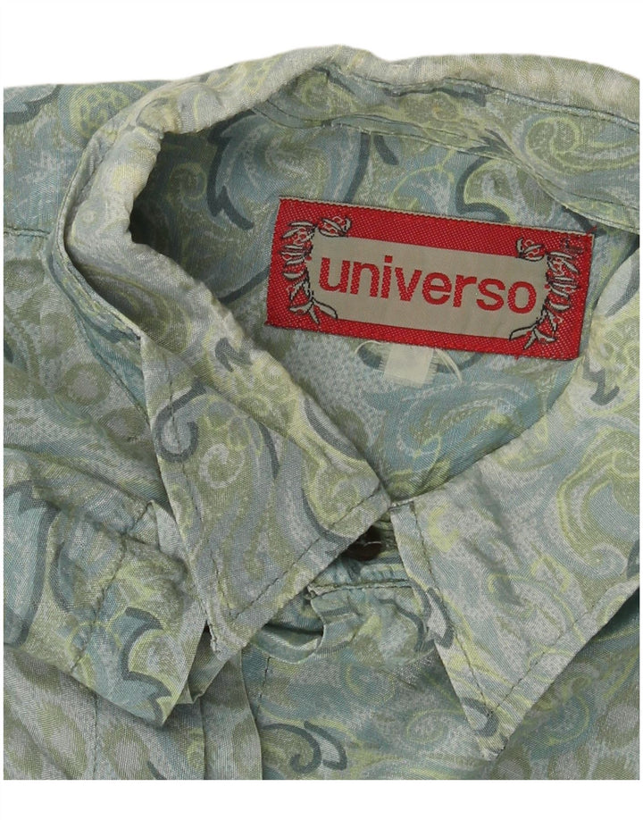 Vintage męska koszula z krótkim rękawem XL, niebieska paisley