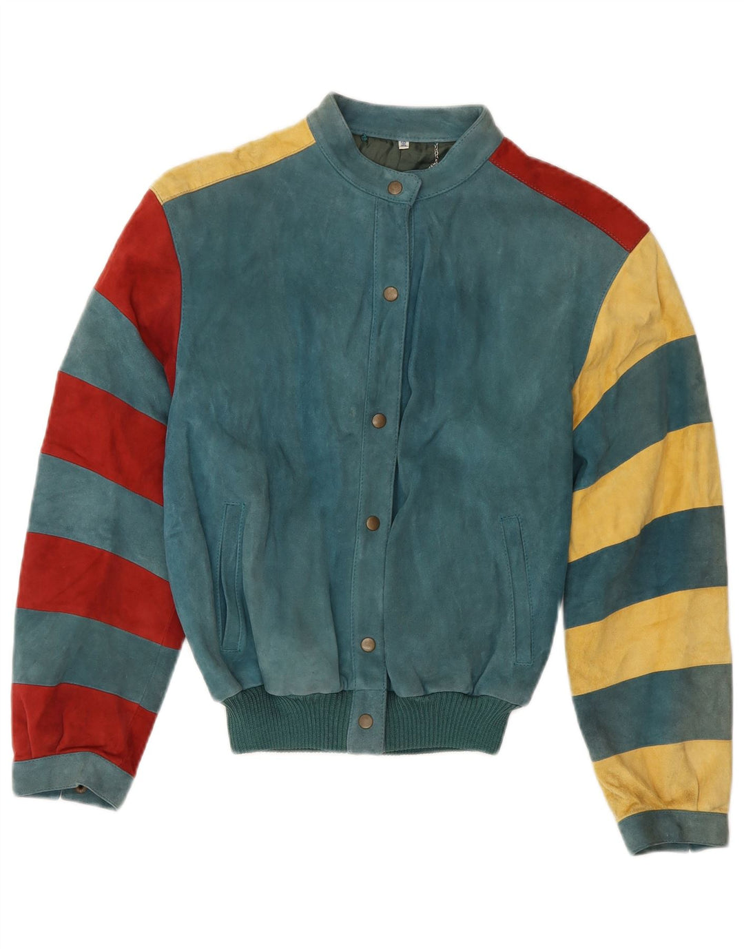 Damska kurtka bomberka w stylu vintage EU 36, mała, zielona, z blokami kolorów