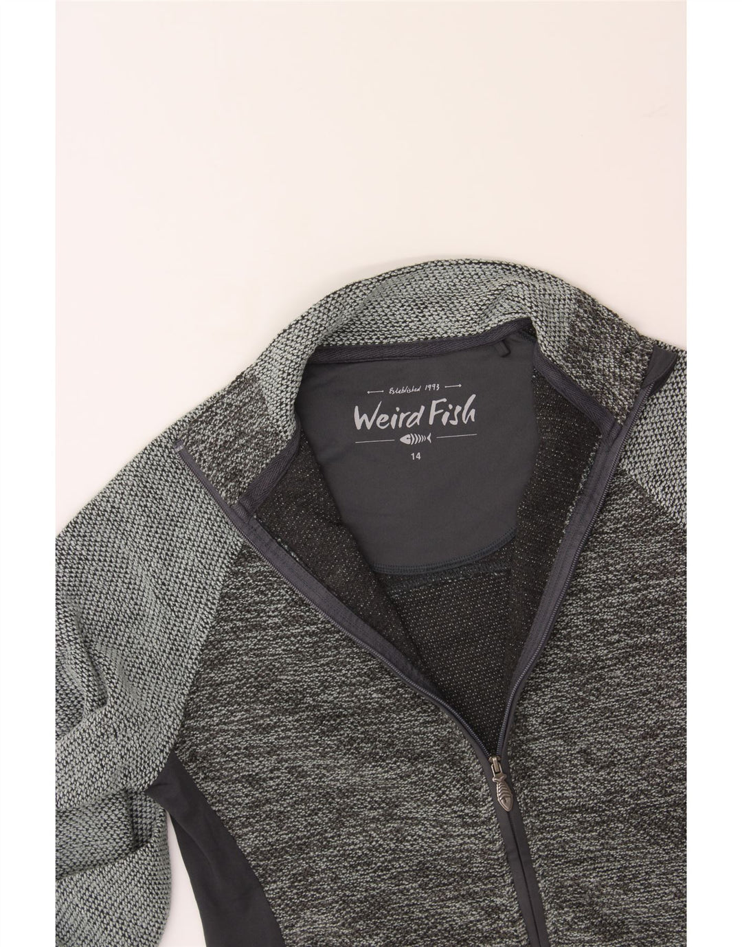 WEIRD FISH Womens Tracksuit Top Jacket UK 14 Large Grey Colourblock Vintage Weird Fish and Second-Hand Weird Fish from Messina Hembry 