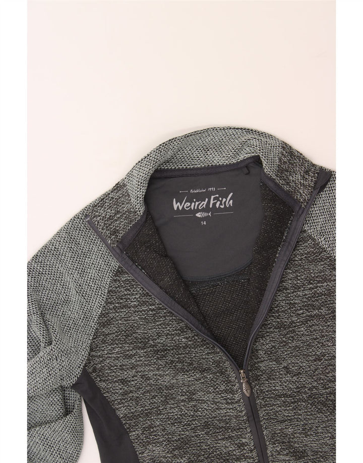 WEIRD FISH Womens Tracksuit Top Jacket UK 14 Large Grey Colourblock Vintage Weird Fish and Second-Hand Weird Fish from Messina Hembry 