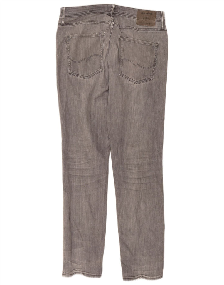 JACK & JONES Męskie proste dżinsy Tim Slim W33 L34 Szara bawełna