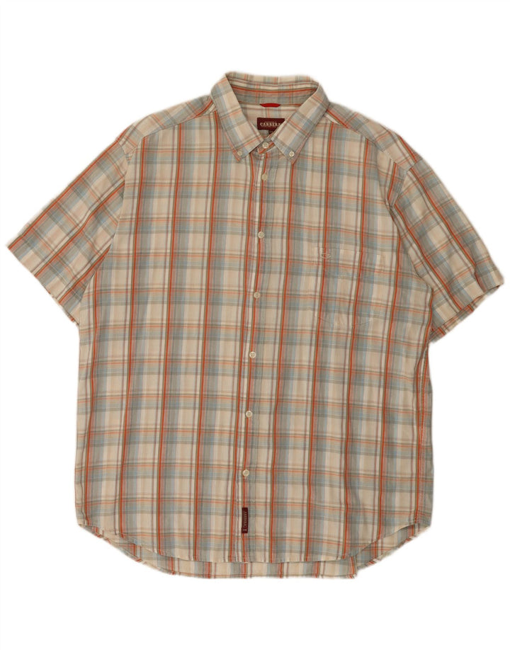Koszula męska z krótkim rękawem Carrera 2XL, bawełniana beżowa krata