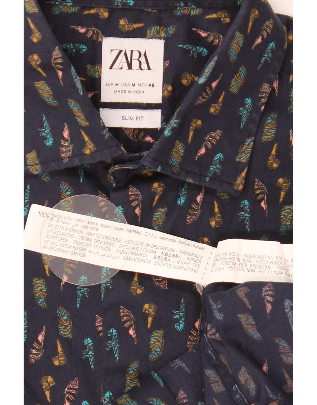Męska koszula slim fit Zara w abstrakcyjny wzór, średni granat