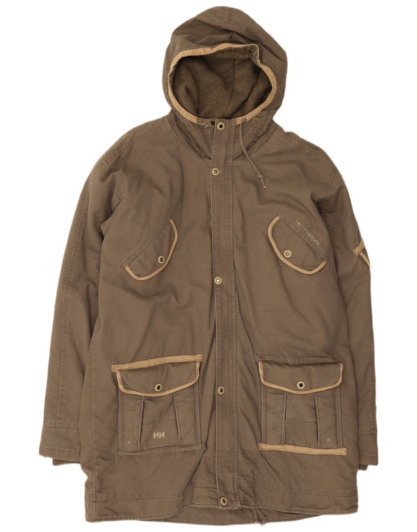 Męska kurtka parka z kapturem Helly Hansen UK 42 XL, brązowa, bawełniana