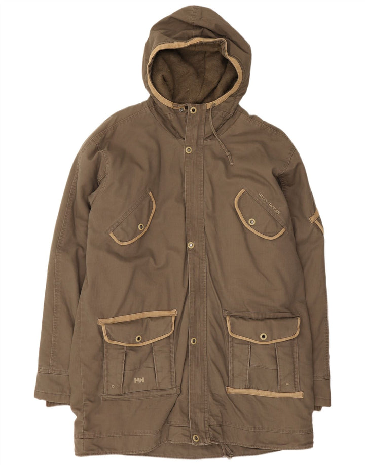 Męska kurtka parka z kapturem Helly Hansen UK 42 XL, brązowa, bawełniana