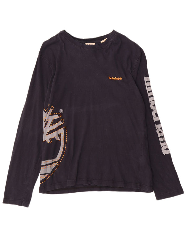 Męski top graficzny Timberland z długim rękawem XL, granatowy, bawełniany