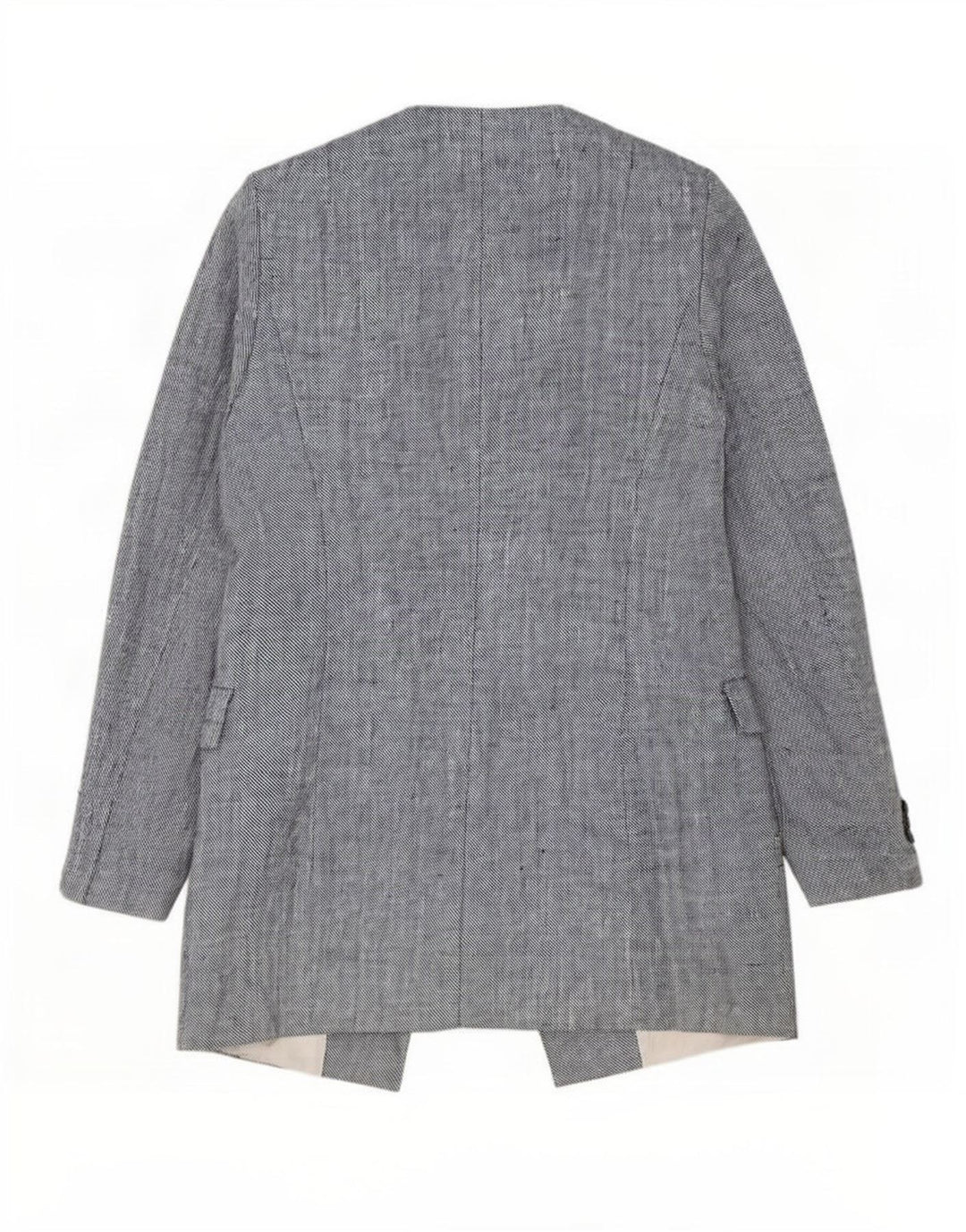 Damska marynarka Zara Longline Open Blazer UK 12 Medium Blue Linen