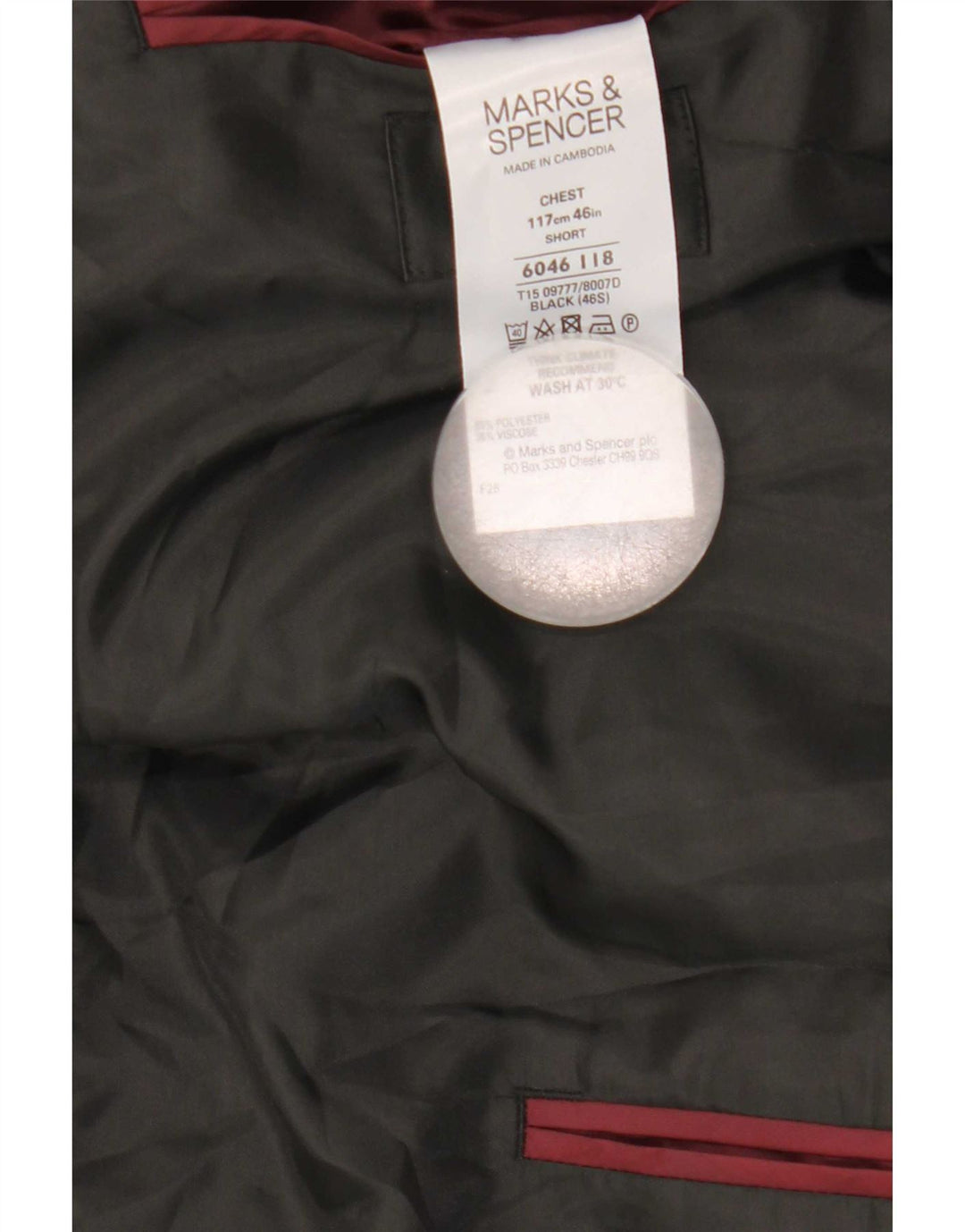 Marks & Spencer Męska marynarka zapinana na 2 guziki, UK 46 XL, czarna, z blokami kolorów