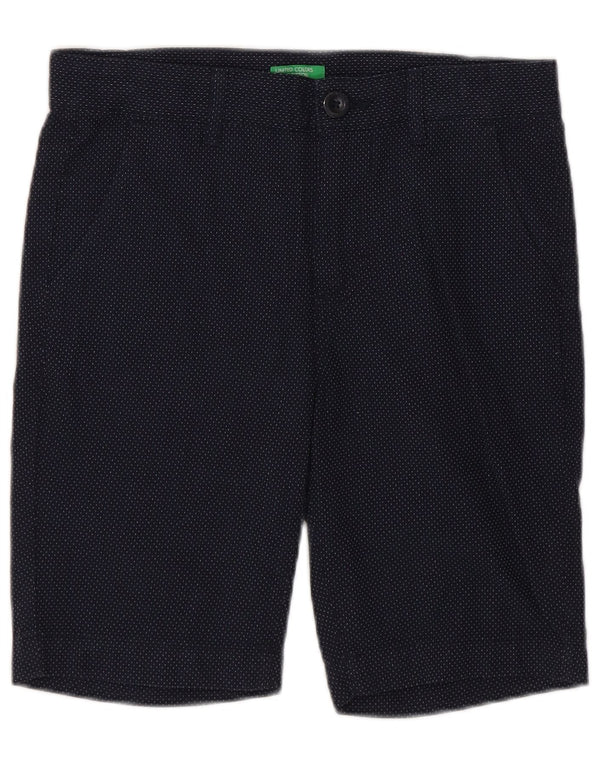 Benetton Boys Chino Shorts 7-8 Years Medium W24 Navy Blue Spotted Cotton