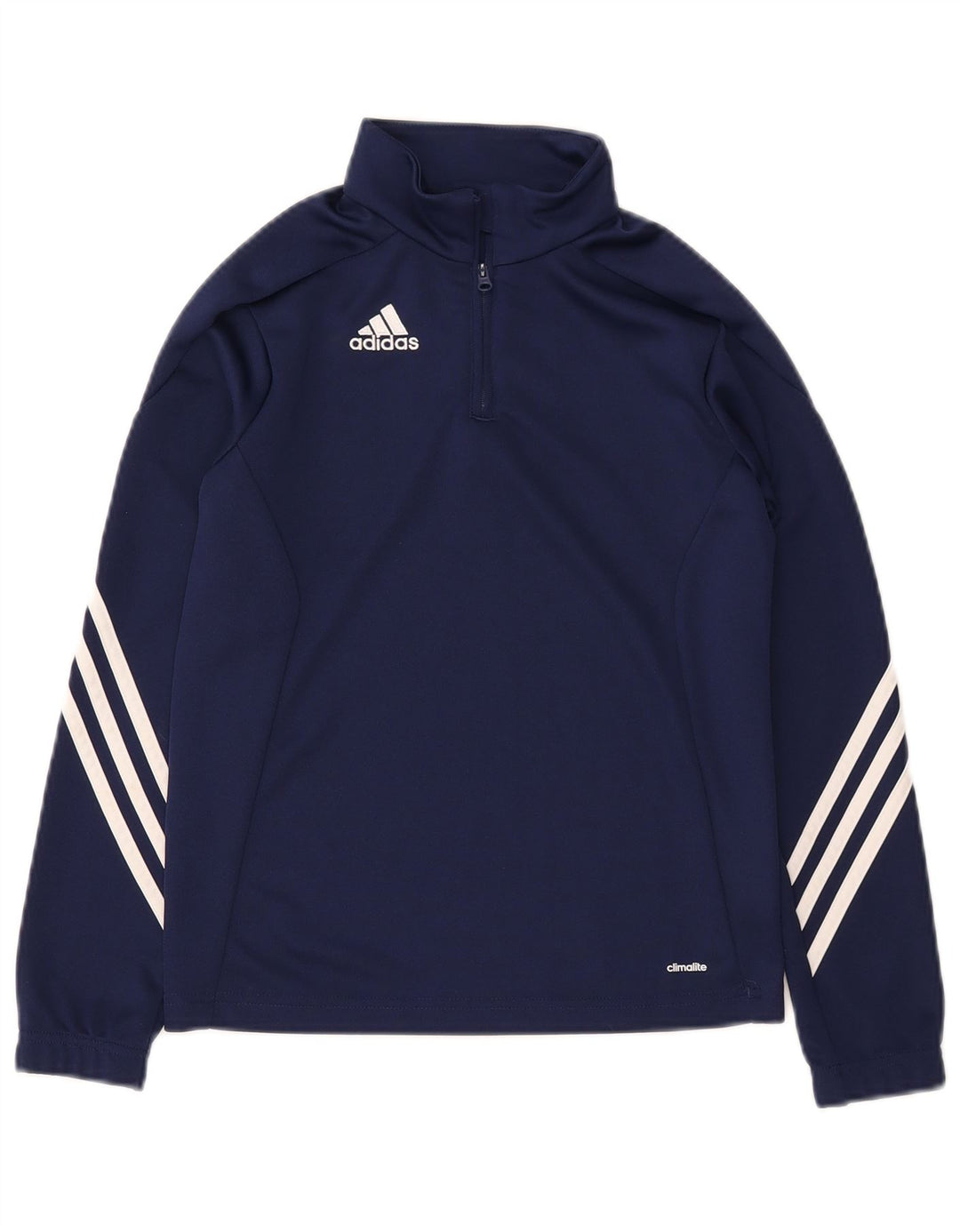 ADIDAS Boys Climalite Pullover Tracksuit Top 9-10 Years Medium Navy Blue