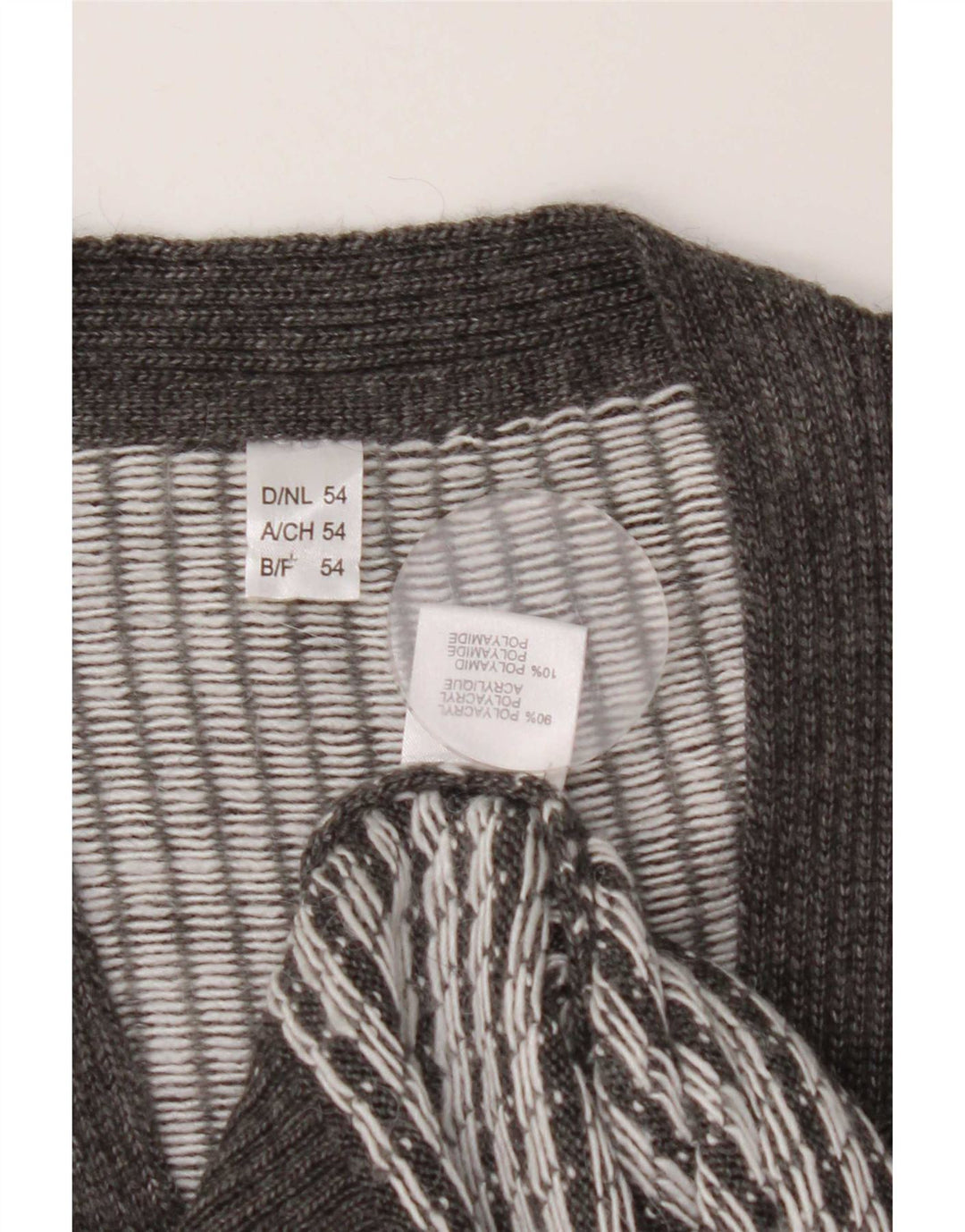 Vintage męski sweter kardigan IT 54 XL szary poliakryl w paski