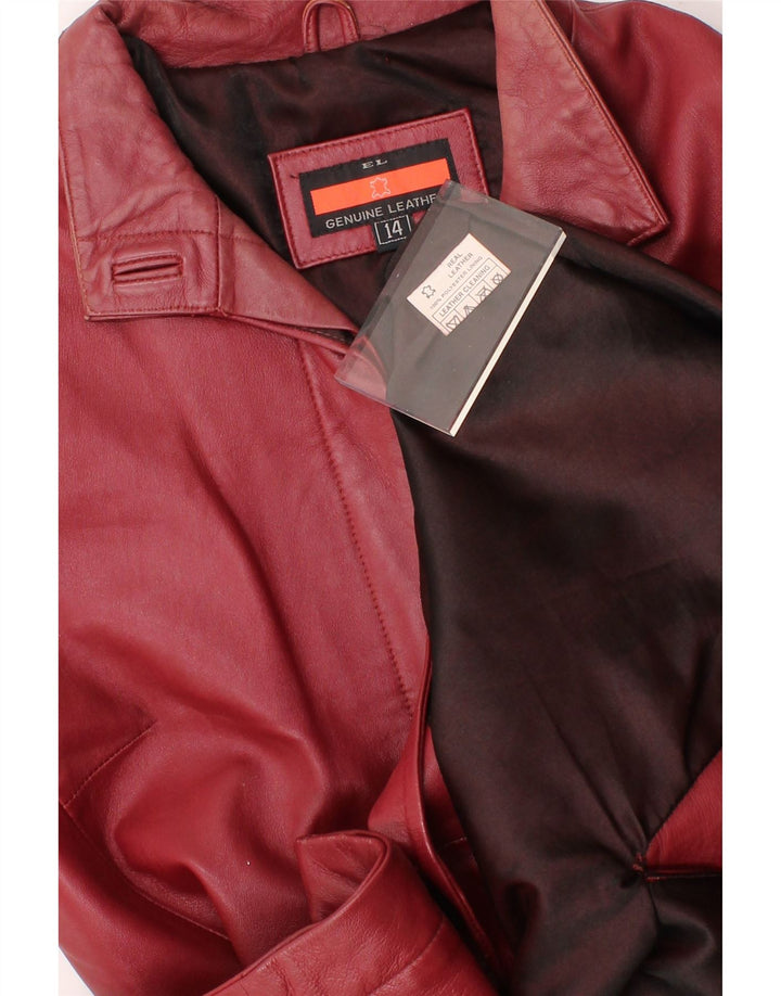 VINTAGE Womens Leather Coat UK 14 Medium Maroon Leather Vintage Vintage and Second-Hand Vintage from Messina Hembry 