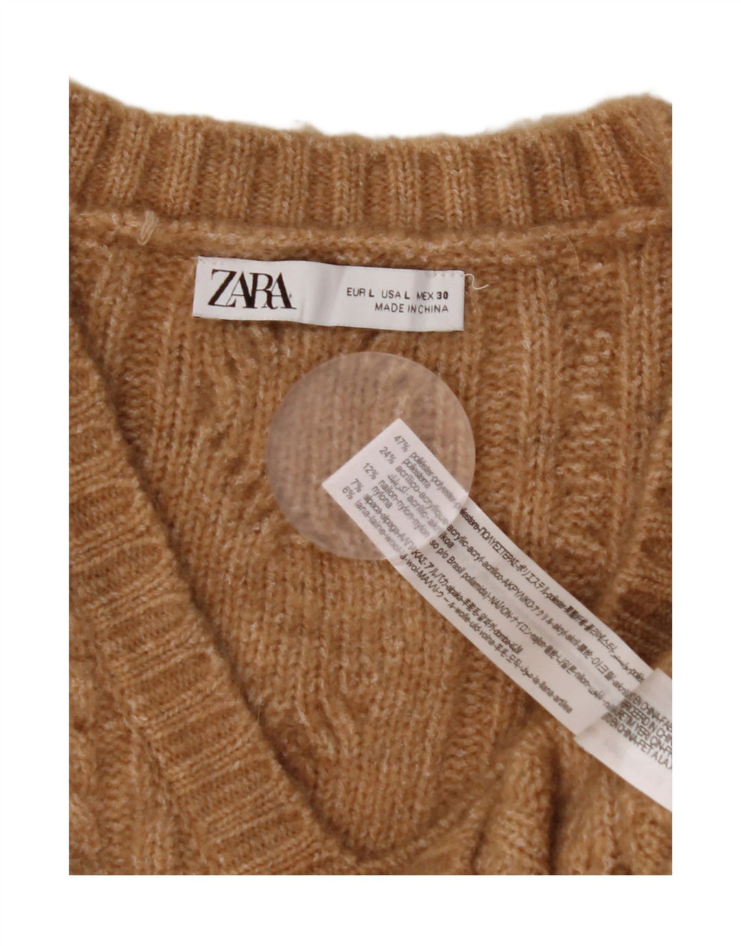 Damski podkoszulek Zara Crop Vest UK 16, duży, brązowy poliester