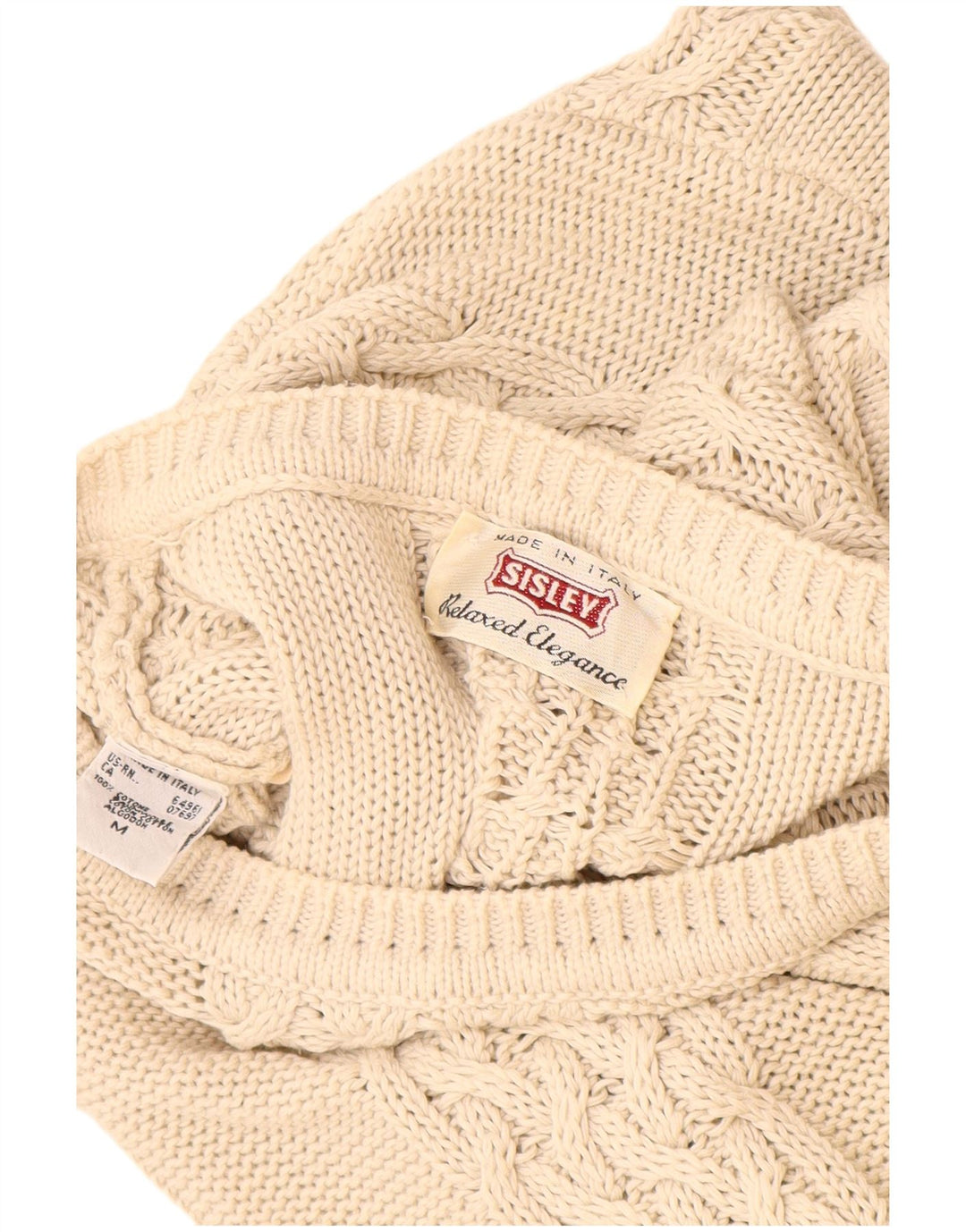 Sweter damski Sisley Relaxed Elegance z okrągłym dekoltem UK 14 średni beż