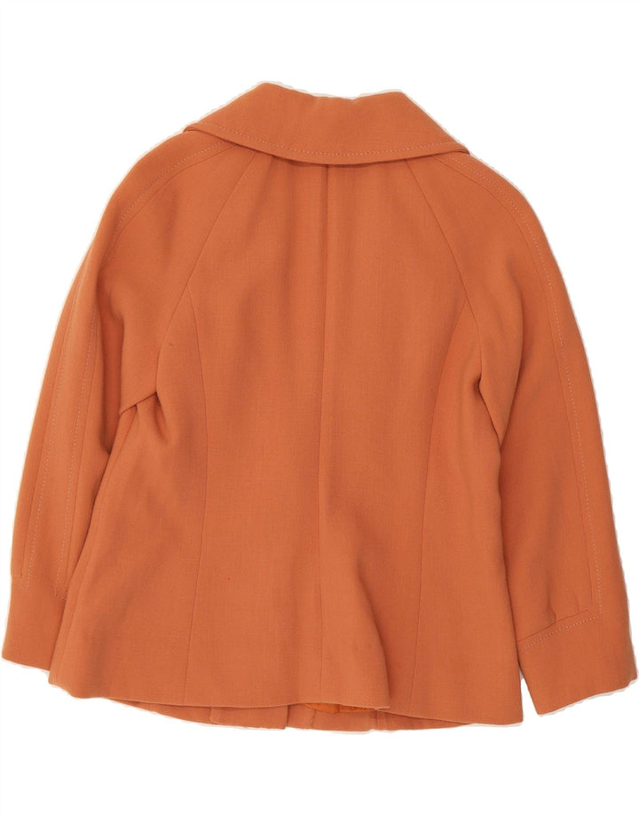 VINTAGE Womens 2 Button Blazer Jacket UK 12 Medium Orange Vintage Vintage and Second-Hand Vintage from Messina Hembry 