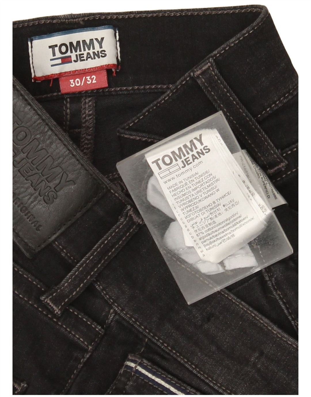 Męskie jeansy slim fit Tommy Hilfiger W30 L32 Czarne bawełniane