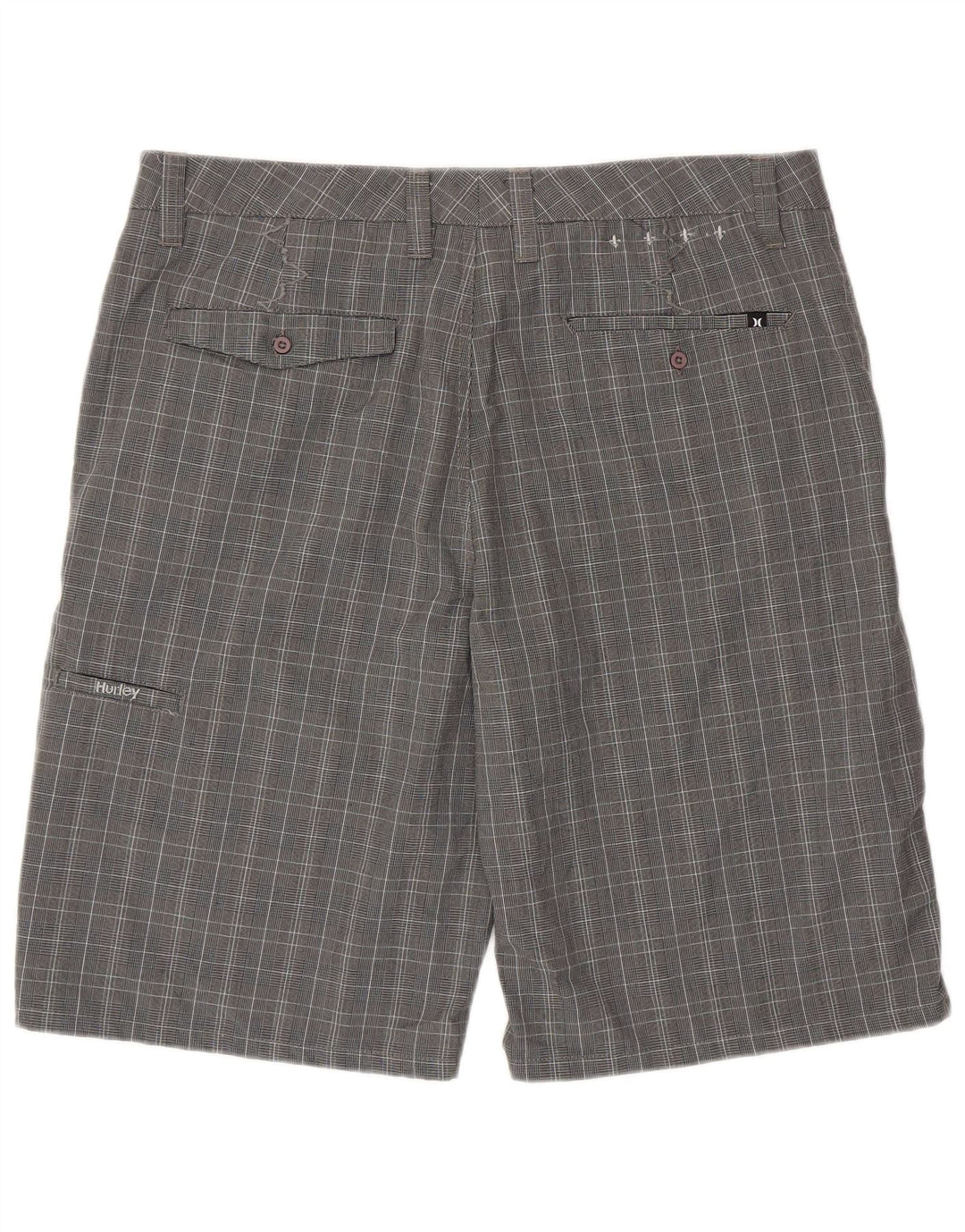 Męskie spodenki chino Hurley W36, duże, szare, z poliestru w pepitkę