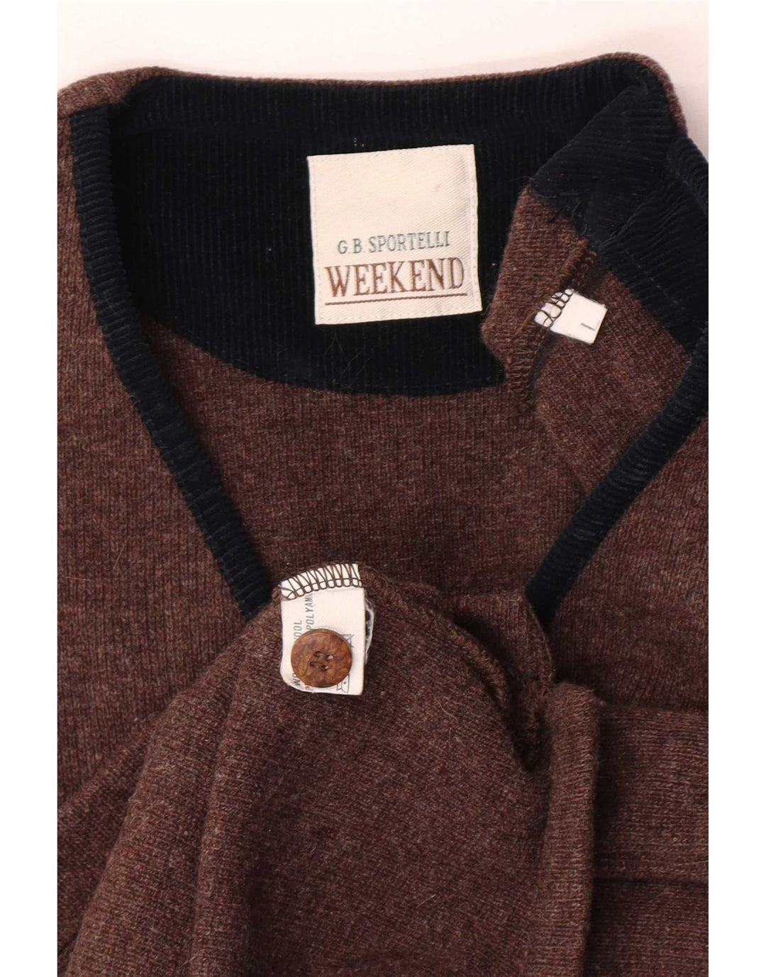 Vintage męski sweter weekendowy bez rękawów, duży, brązowy, wełniany