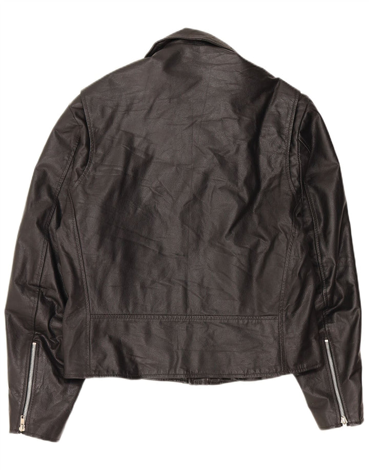 Damska kurtka motocyklowa typu oversize VINTAGE UK 10, mała, czarna skóra