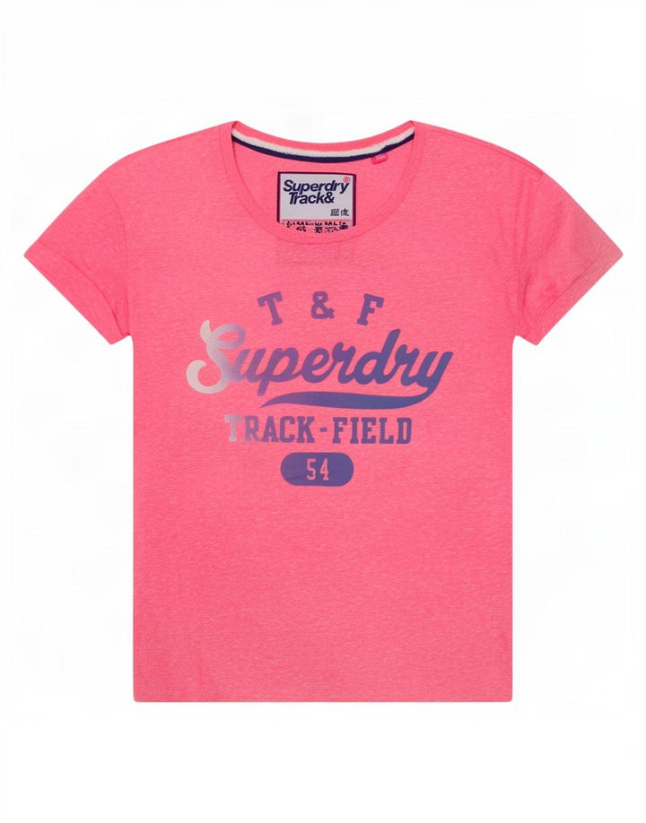 Damska koszulka z grafiką Superdry Top UK 14, średni, różowy, nakrapiany poliester
