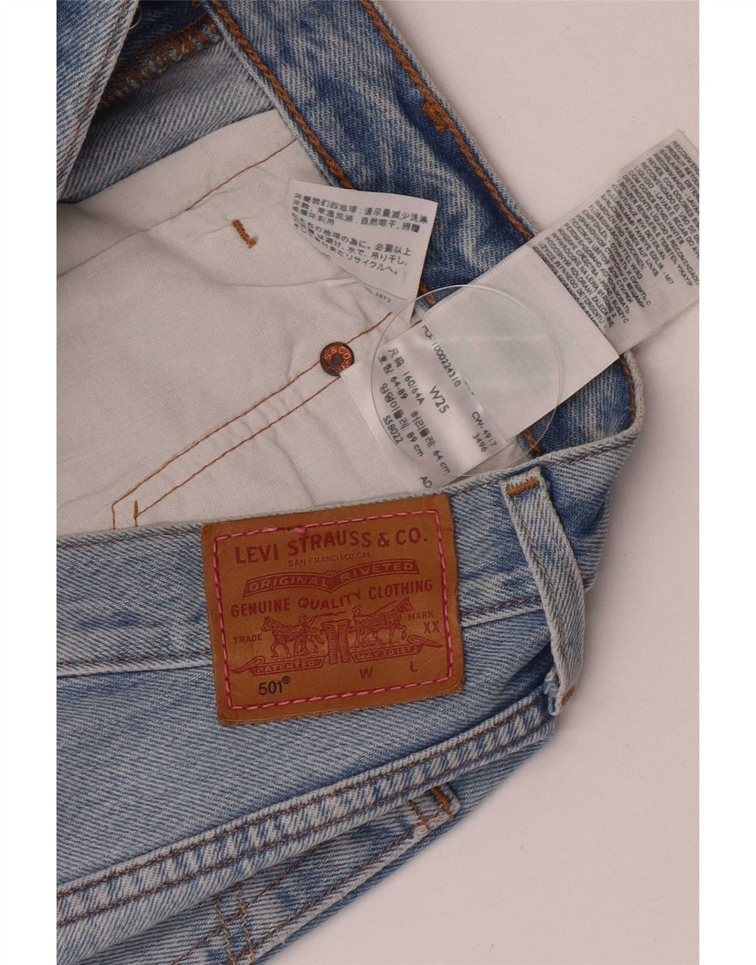 Damskie spodnie jeansowe Levi's 501 W25, małe, niebieskie, bawełniane