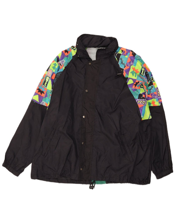 Męska kurtka przeciwdeszczowa z kapturem VINTAGE UK 44 2XL Czarna geometryczna