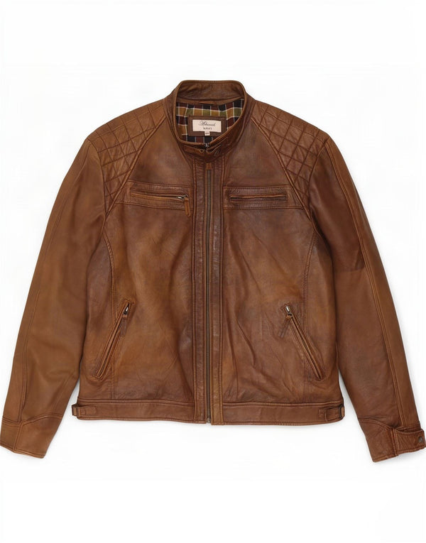 Kurtka skórzana męska Ashwood UK 48 4XL brązowa