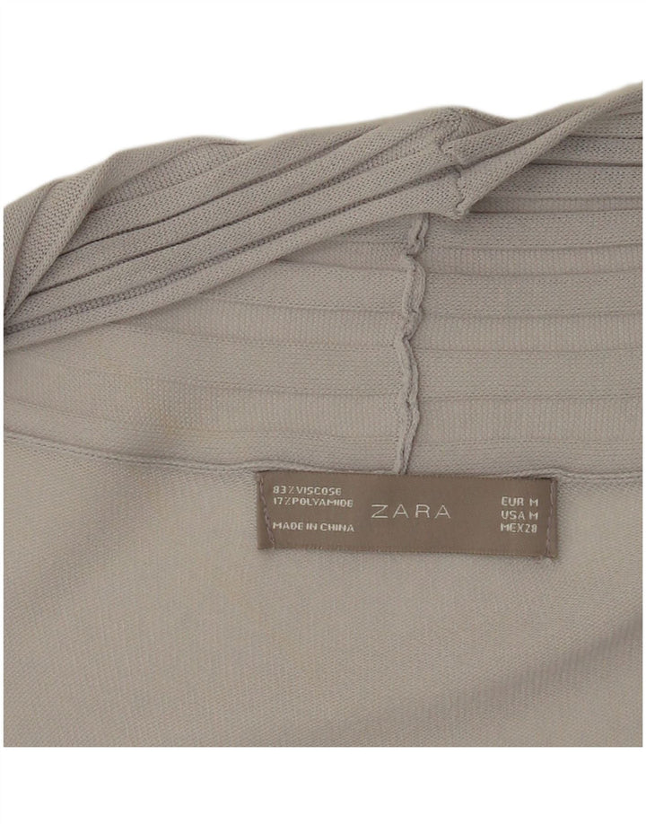 Damski kardigan o przedłużonym fasonie Zara, UK 12, średnioszara wiskoza