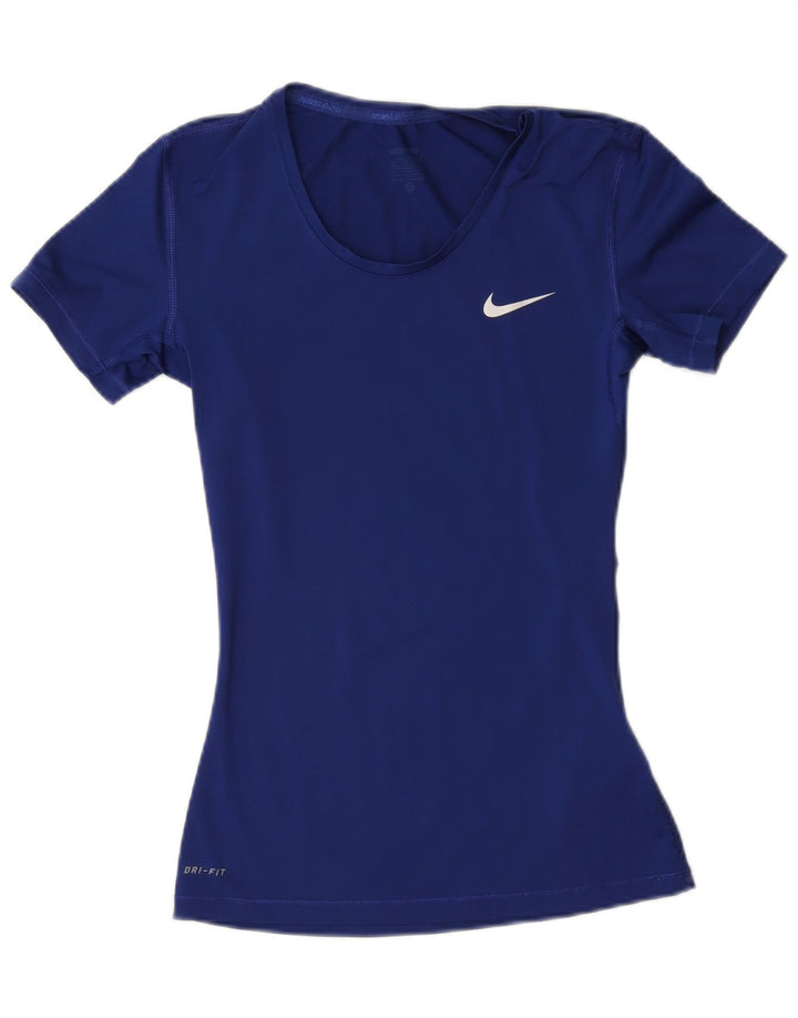 Damska koszulka Nike Dri Fit Top UK 10, mała, granatowa, poliestrowa