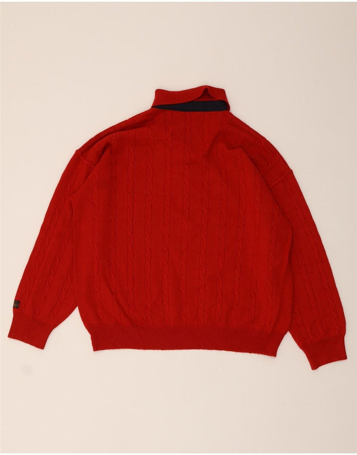 VINTAGE Mens Polo Neck Jumper Sweater Large Red Wool Vintage Vintage and Second-Hand Vintage from Messina Hembry 