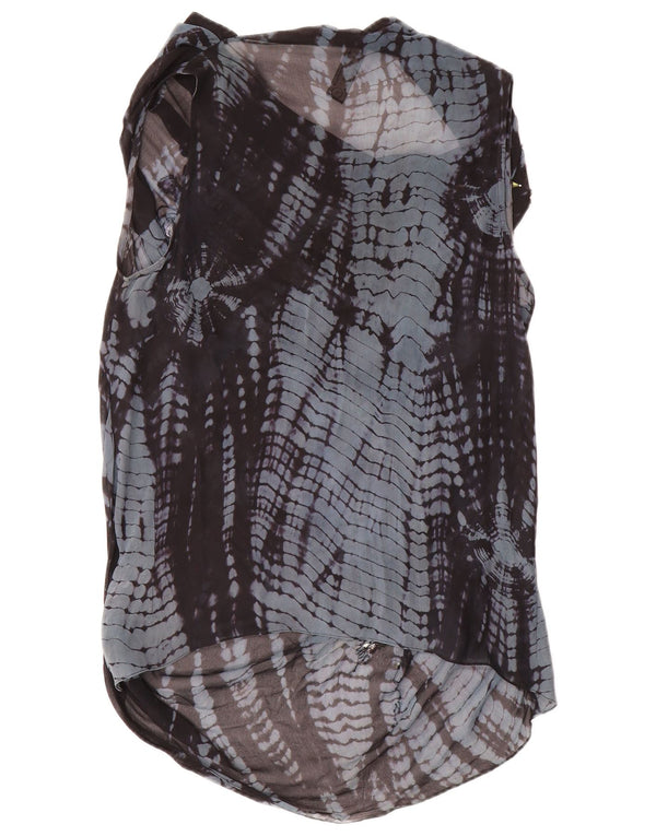 Damska bluzka bez rękawów All Saints Top UK 10 Small Blue Geometric Silk