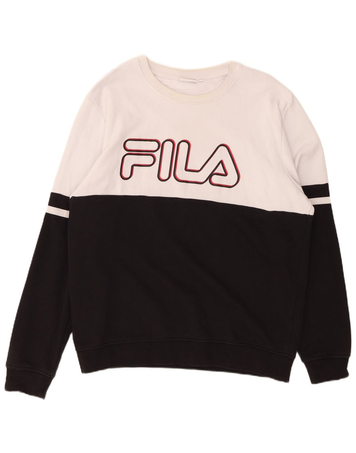 FILA Męska bluza z grafiką, duża, czarna, bawełniana z blokami kolorów