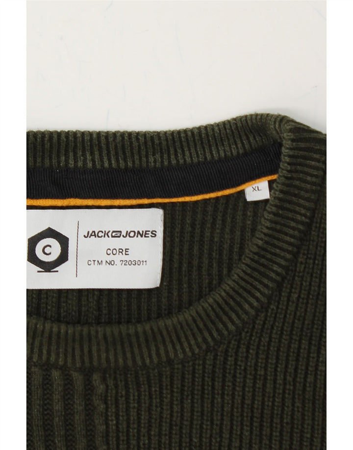 JACK & JONES Mens Crew Neck Jumper Sweater XL Khaki Vintage Jack & Jones and Second-Hand Jack & Jones from Messina Hembry 