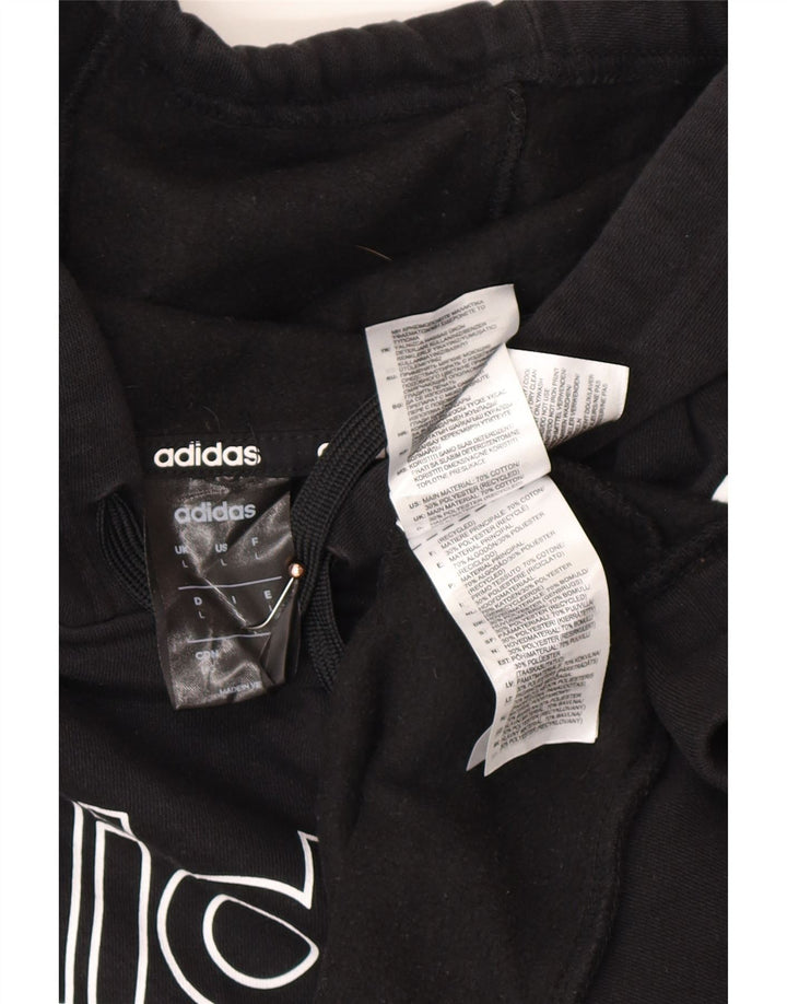 Męski sweter z kapturem ADIDAS z grafiką, duży, czarny, bawełniany