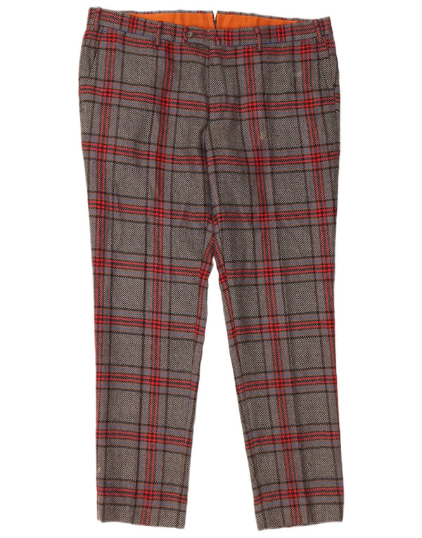 Spodnie garniturowe damskie PT Torino IT 54 2XL W40 L31 Szara wełniana krata