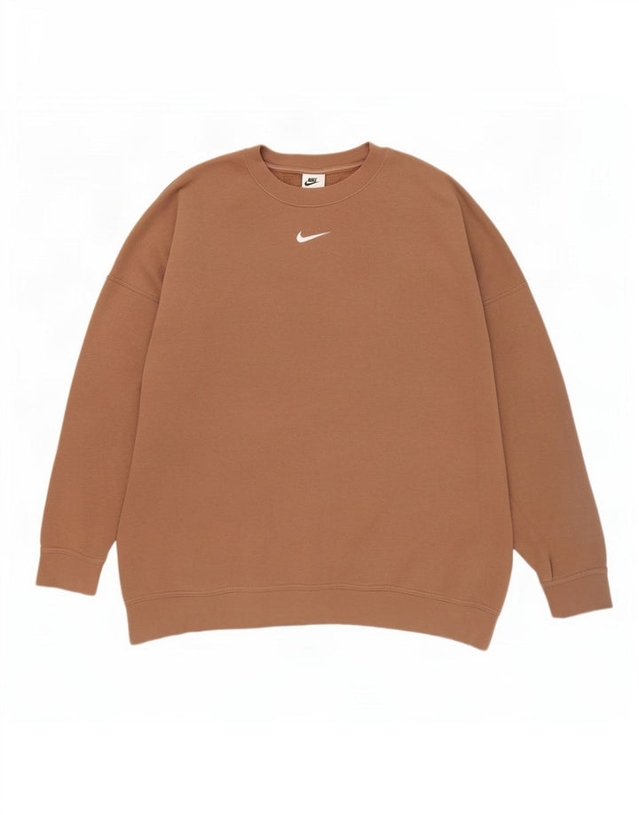 Damski sweter oversize Nike UK 16, duży, brązowy, bawełniany