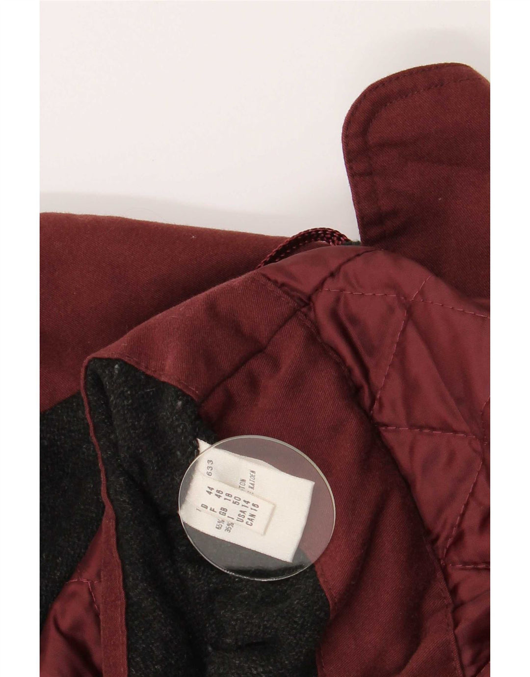 Vintage damski płaszcz wiatrówkowy oversize UK 18 XL, bordowy poliester